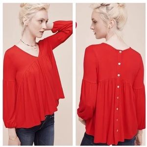 Anthropologie Eri+Ali Gathered Button Back Top
